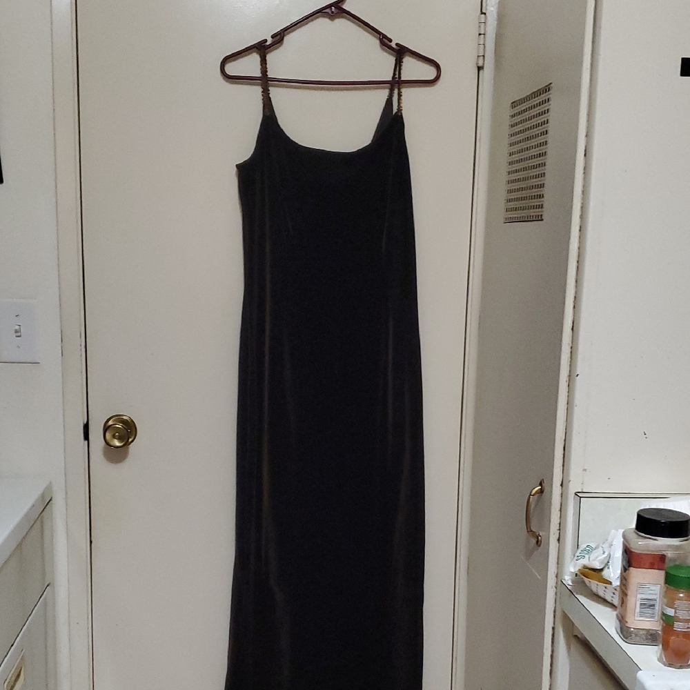 Jessica McClintock Chic Brown Velvet Maxi Dress